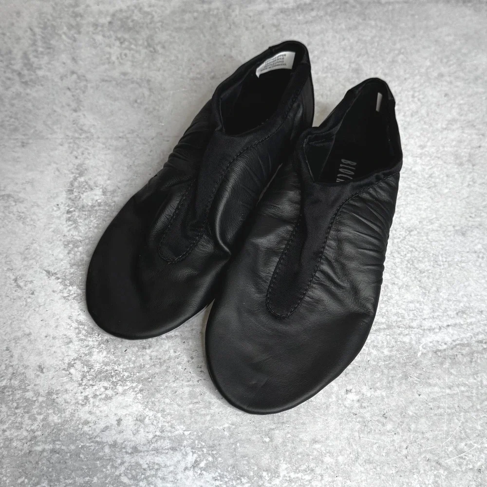 Bloch Black Leather Split Sole Jazz Shoes Womens Size 8.5 / Fit 8 Slip On Dance